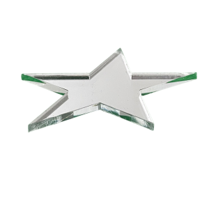 hvězda z 3 mm akrylu na kterém je napařeno zrcadlo